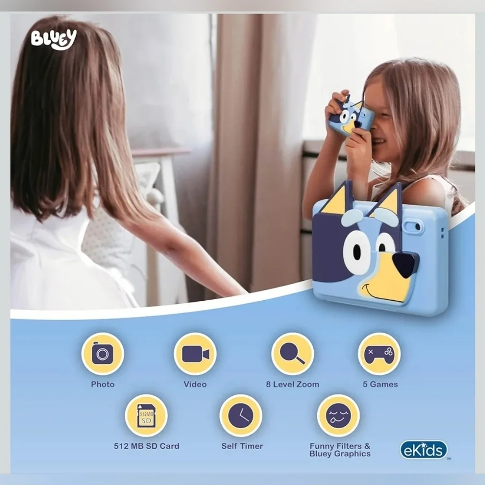 Bluey Digital Camera with SD Card For Kids with Video Recording And Games
